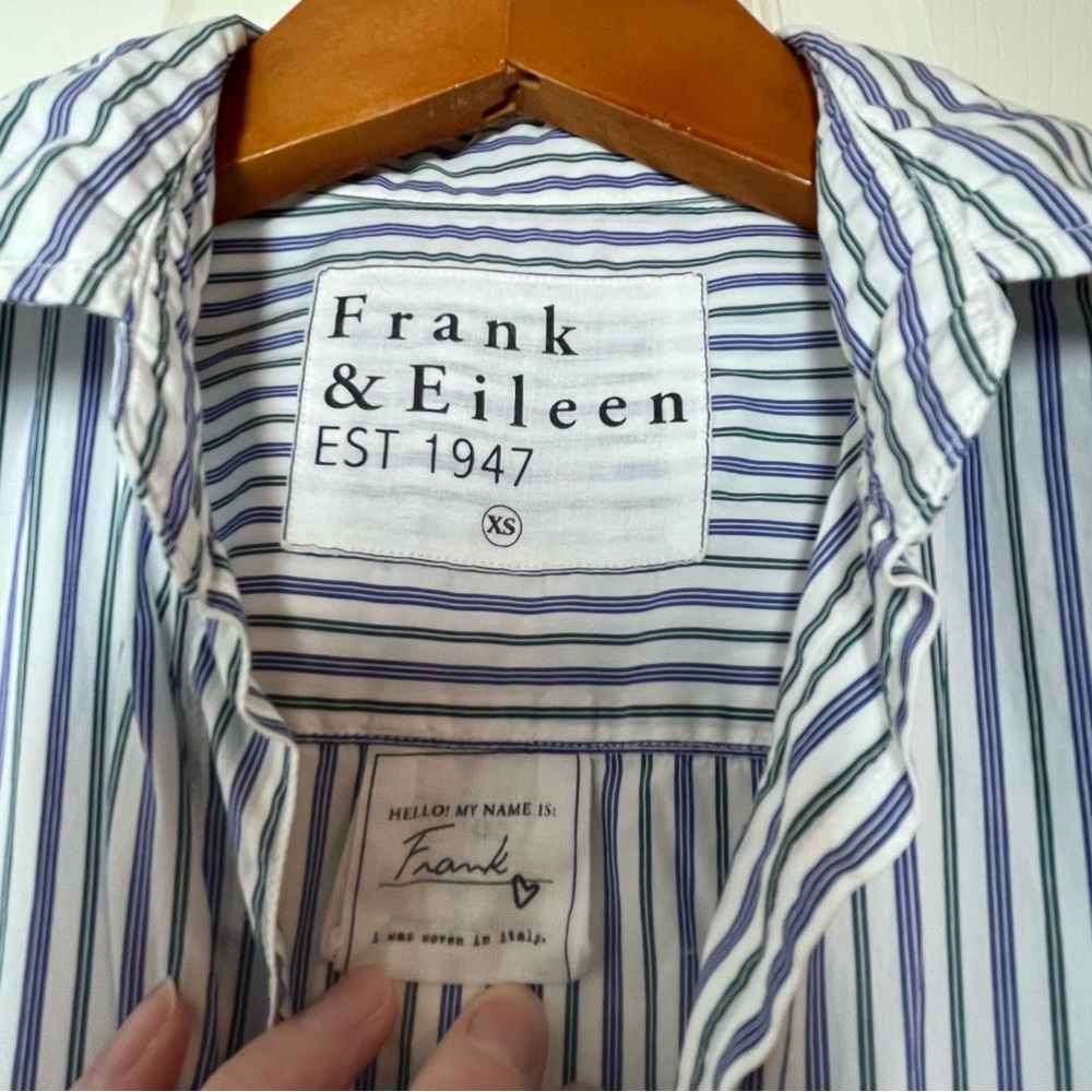 Frank & Eileen Blue Striped Button Down Shirt Size XS - Picture 5 of 6